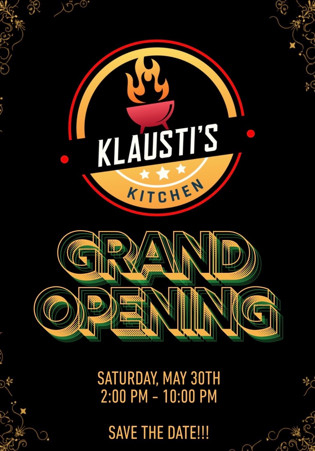 Klausti's Kitchen Grand Opening – Saturday May 30th, 2:00 PM to 10:00 PM